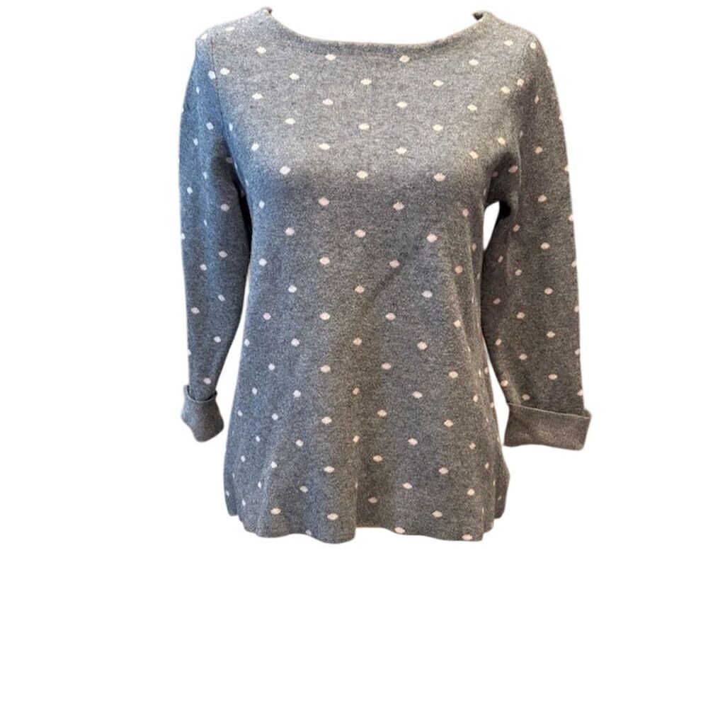 Cynthia Rowley Women's Gray Polka Dot Sweater Standard Size S Pullover Casual